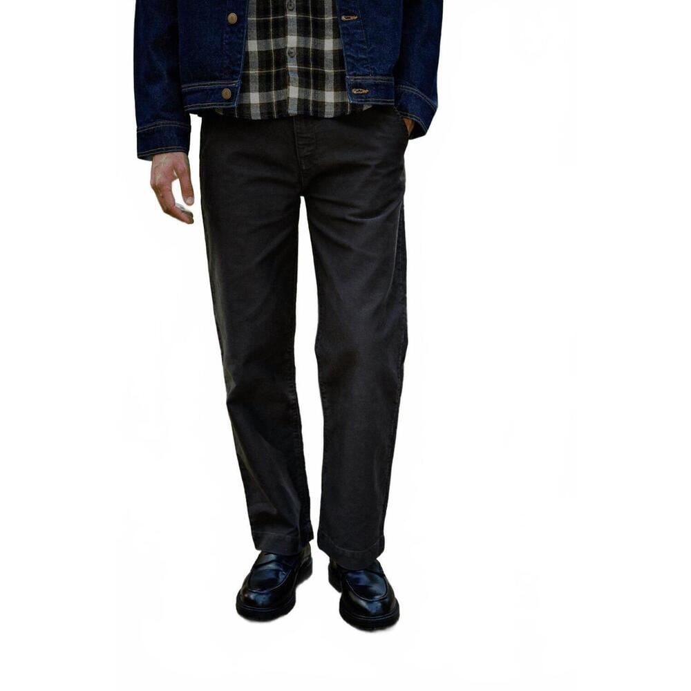 NEW ROAD TO NOWHERE carter wide leg moleskin trouser in charcoal